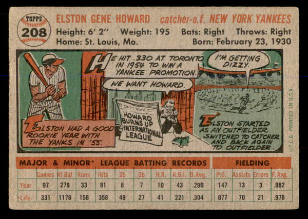 1956 Topps Baseball #208 Elston Howard Yankees VG-EX 548297