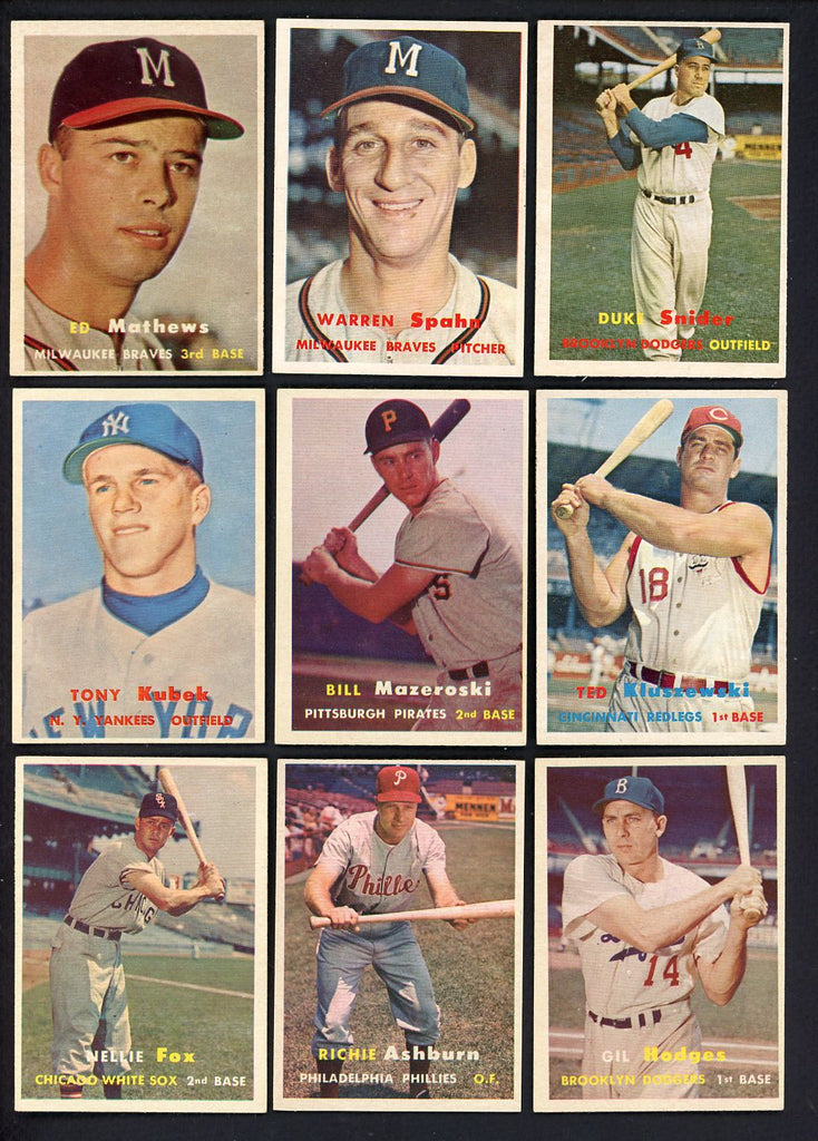 1957 Topps Set Lot 370 Diff EX-MT/NR-MT Snider Spahn Mazeroski 548330