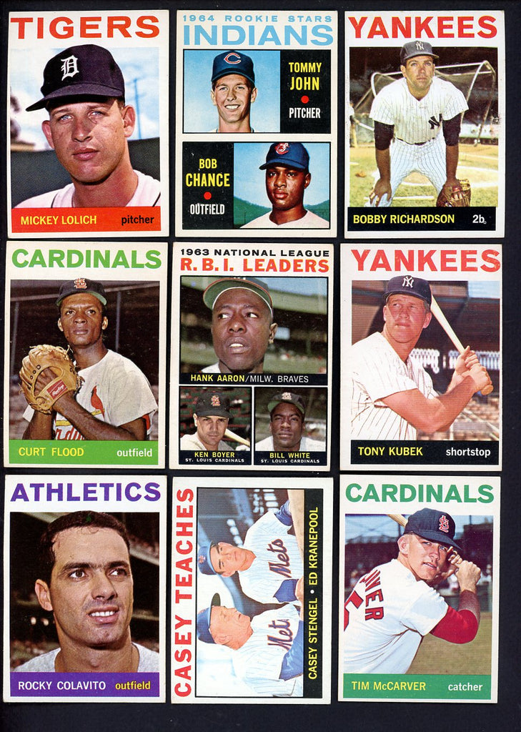 1964 Topps Set Lot 378 Diff EX+ Richardson McCarver Kubek 548442