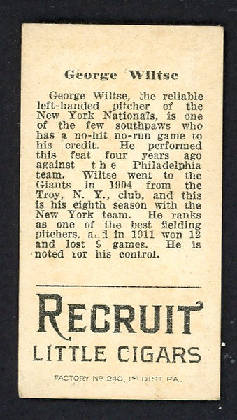 1912 T207 T 207 Hooks Wiltse Giants EX 548456