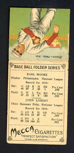 1911 T201 Mecca Double Folders Earl Moore John Lobert VG-EX 548502
