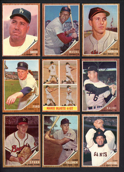 1962 Topps Set Lot 478 Diff EX+/EX-MT Musial Ford Kaline 548541