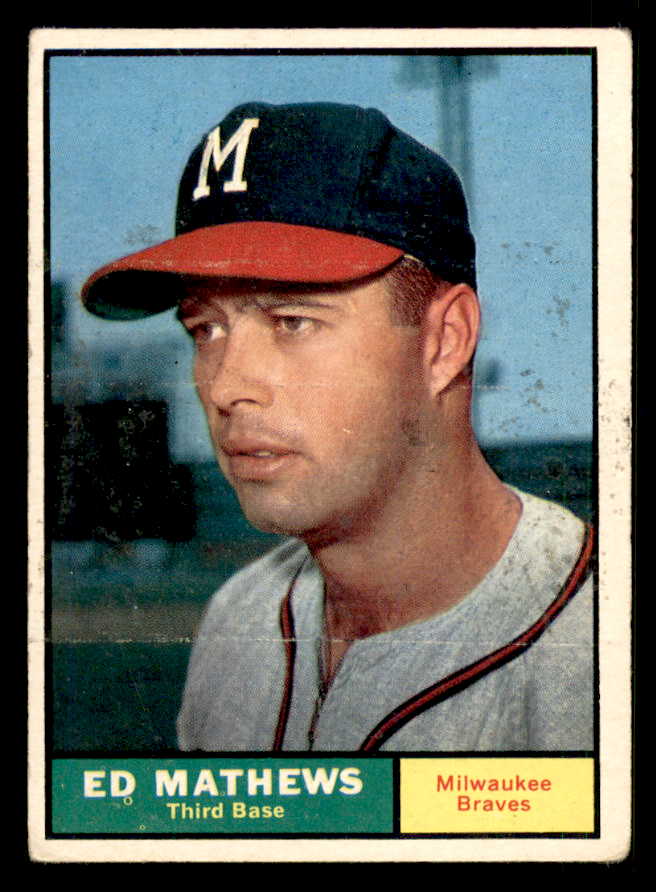 1961 Topps Baseball #120 Eddie Mathews Braves Good ink back 548555
