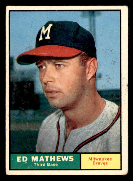 1961 Topps Baseball #120 Eddie Mathews Braves Good ink back 548555