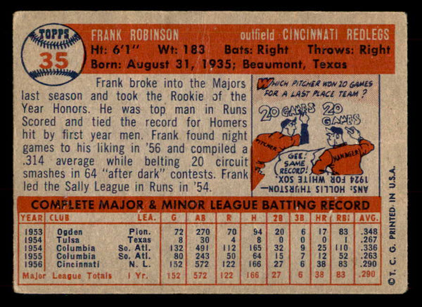 1957 Topps Baseball #035 Frank Robinson Reds GD-VG 548806
