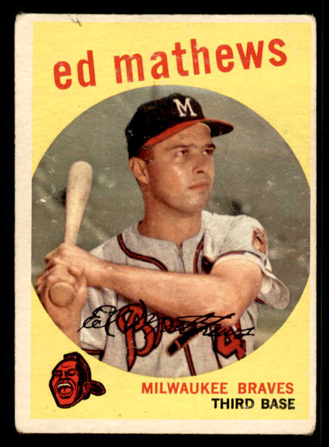 1959 Topps Baseball #450 Eddie Mathews Braves Good ink back 548839