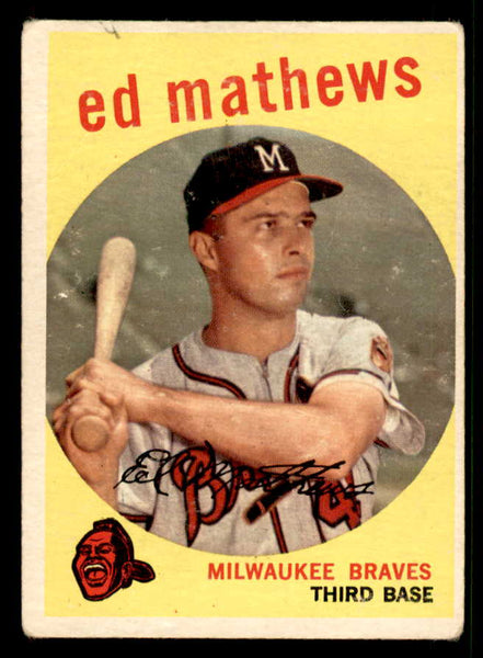 1959 Topps Baseball #450 Eddie Mathews Braves Good ink back 548839
