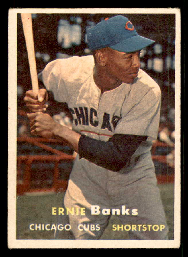 1957 Topps Baseball #055 Ernie Banks Cubs GD-VG ink back 548851
