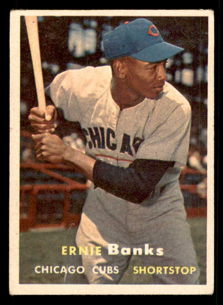 1957 Topps Baseball #055 Ernie Banks Cubs GD-VG ink back 548851