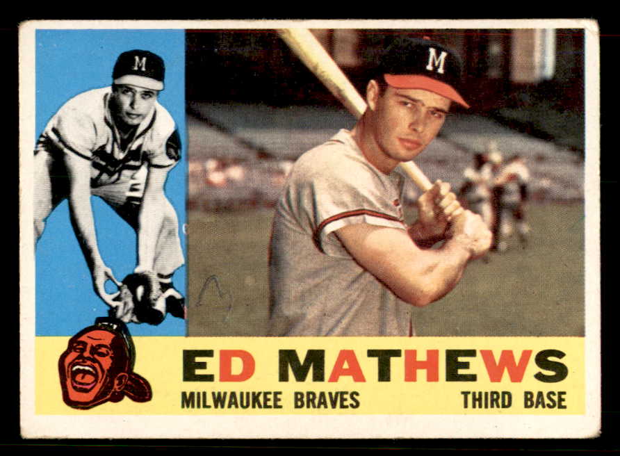 1960 Topps Baseball #420 Eddie Mathews Braves Good ink front 548857