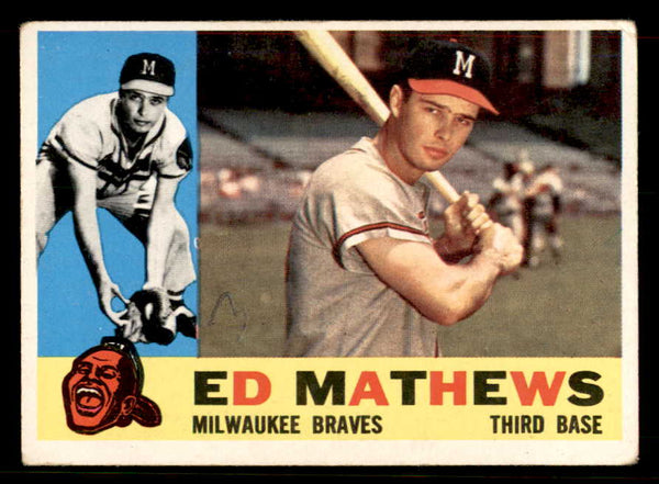 1960 Topps Baseball #420 Eddie Mathews Braves Good ink front 548857