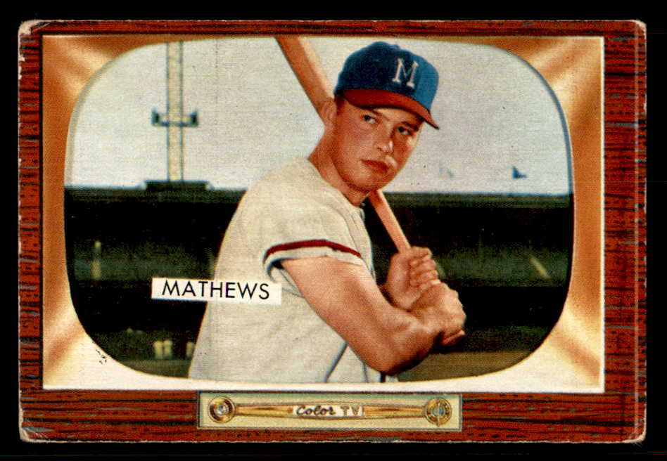 1955 Bowman Baseball #103 Eddie Mathews Braves Good ink back 548870