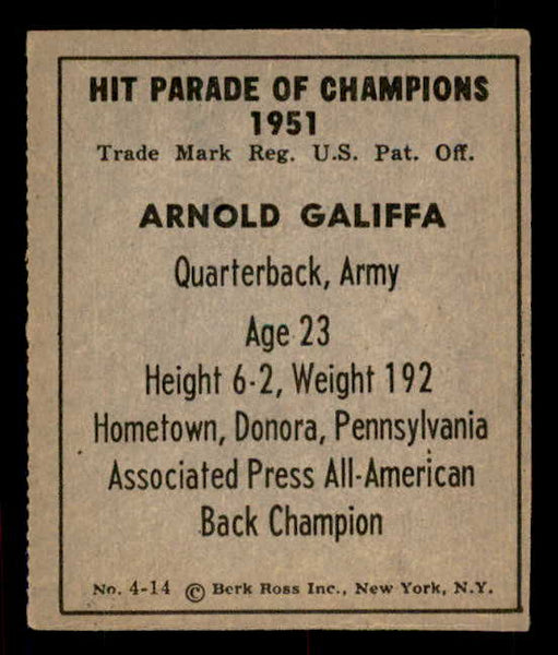 1951 Berk Ross #004-14 Arnold Galiffa Army EX 549358
