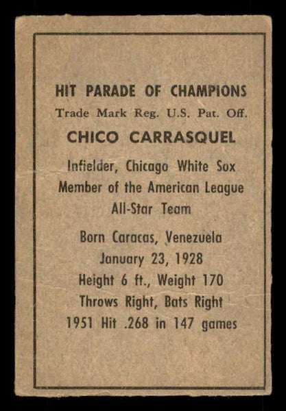 1952 Berk Ross Chico Carrasquel White Sox VG-EX 549385