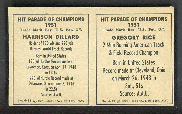 1951 Berk Ross Panel Greg Rice Harrison Dillard EX-MT 549409