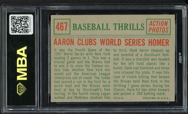 1959 Topps Baseball #467 Hank Aaron IA Braves MBA 7 NM 549642