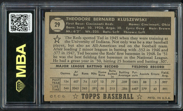 1952 Topps Baseball #026 Ted Kluszewski Reds MBA 3 VG Black 549669