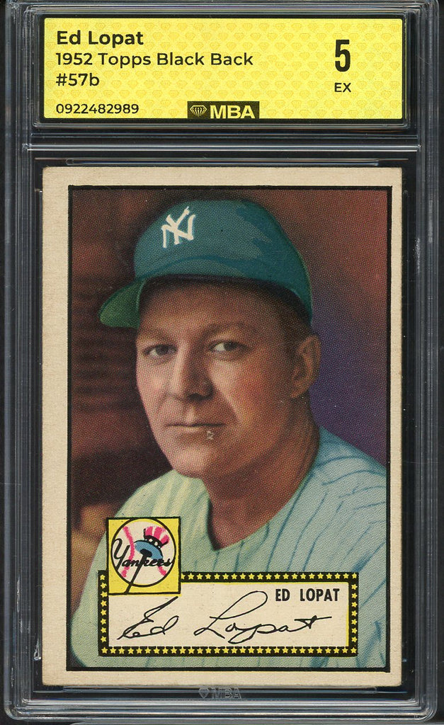 1952 Topps Baseball #057 Eddie Lopat Yankees MBA 5 EX Black 549727