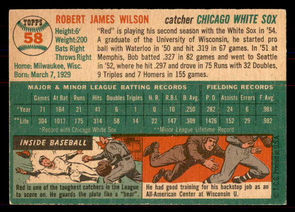 1954 Topps Baseball #058 Bob Wilson White Sox NR-MT 549795