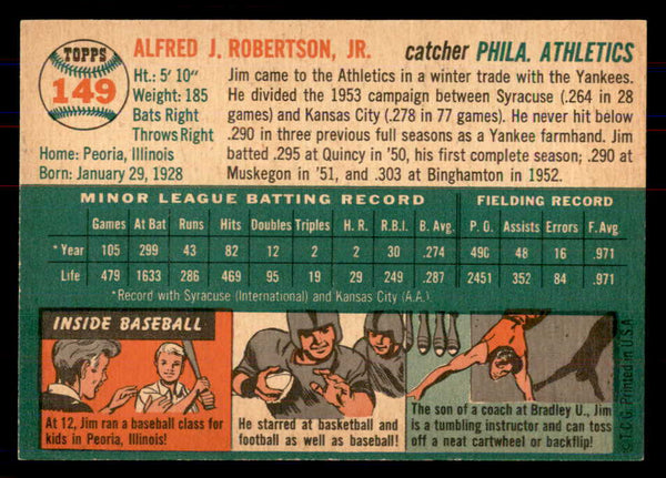 1954 Topps Baseball #149 Jim Robertson A's NR-MT 549820
