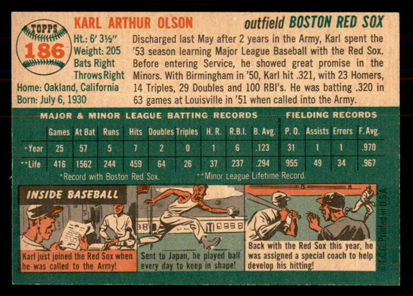 1954 Topps Baseball #186 Karl Olson Red Sox NR-MT 549829