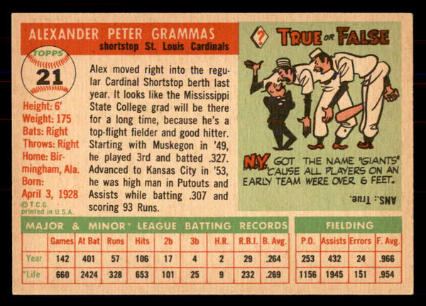 1955 Topps Baseball #021 Alex Grammas Cardinals NR-MT 549860