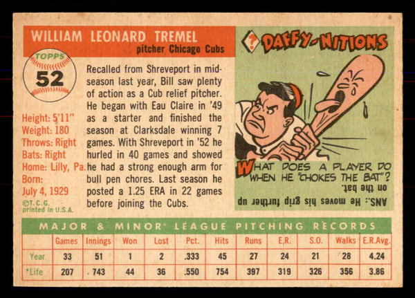 1955 Topps Baseball #052 Bill Tremel Cubs NR-MT 549869