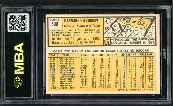 1963 Topps Baseball #500 Harmon Killebrew Twins MBA 5.5 EX+ 550028