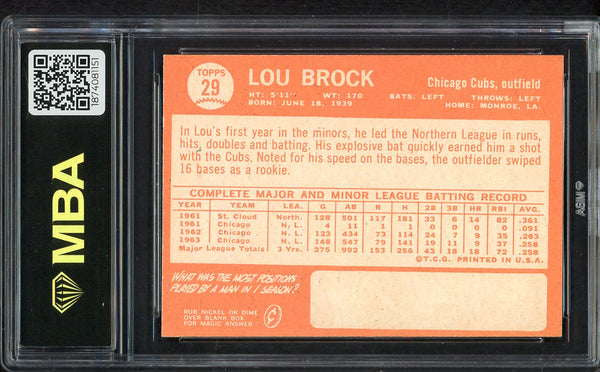 1964 Topps Baseball #029 Lou Brock Cubs MBA 6 EX-MT 550041