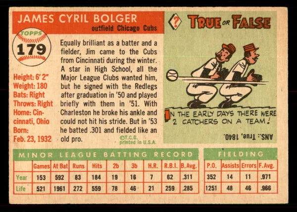 1955 Topps Baseball #179 Jim Bolger Cubs EX-MT 550090