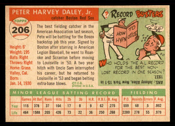 1955 Topps Baseball #206 Pete Daley Red Sox EX-MT 550102