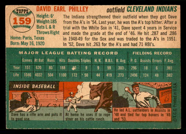 1954 Topps Baseball #159 Dave Philley Indians EX-MT 550145