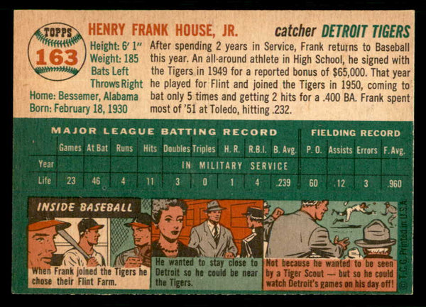 1954 Topps Baseball #163 Frank House Tigers EX-MT 550148