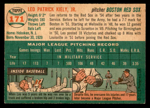 1954 Topps Baseball #171 Leo Kiely Red Sox EX-MT 550153