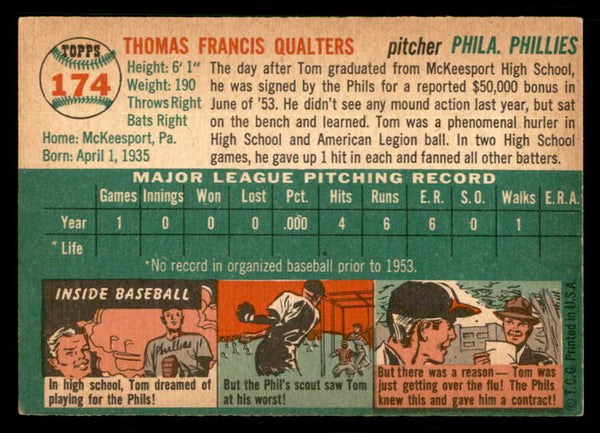 1954 Topps Baseball #174 Tom Qualters Phillies EX-MT 550154