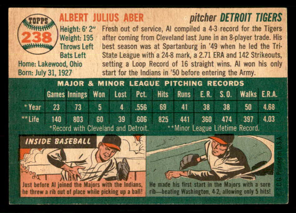 1954 Topps Baseball #238 Al Aber Tigers EX-MT 550171