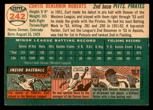 1954 Topps Baseball #242 Curt Roberts Pirates EX-MT 550174