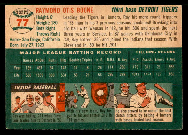 1954 Topps Baseball #077 Ray Boone Tigers EX-MT 550204