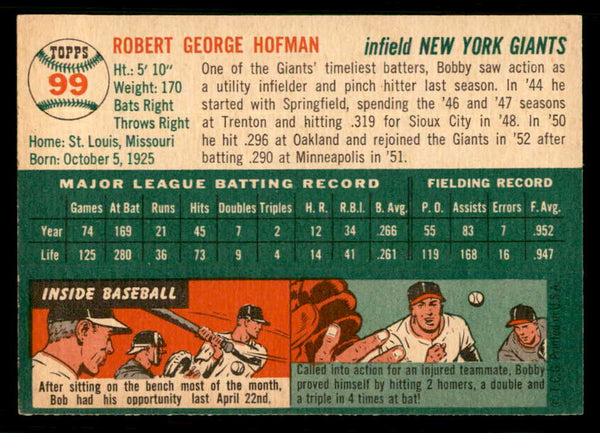 1954 Topps Baseball #099 Bobby Hofman Giants EX-MT 550215