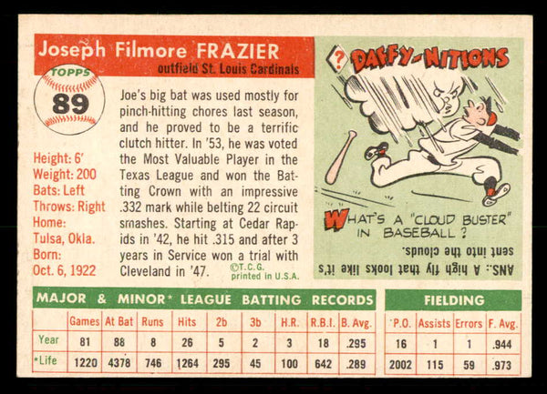 1955 Topps Baseball #089 Joe Frazier Cardinals EX-MT 550237