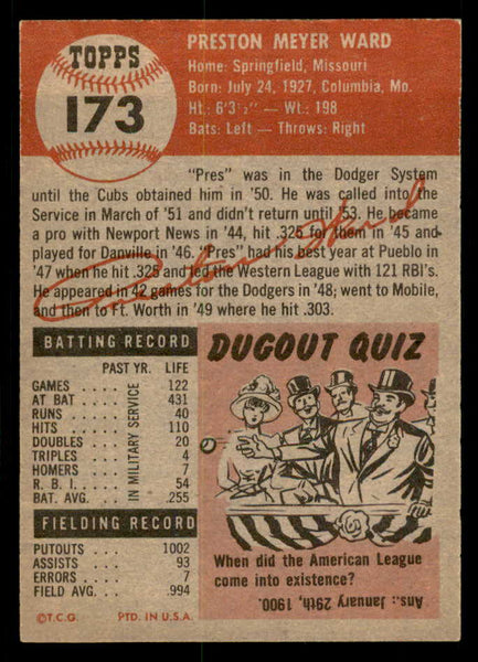1953 Topps Baseball #173 Preston Ward Cubs EX-MT 550259
