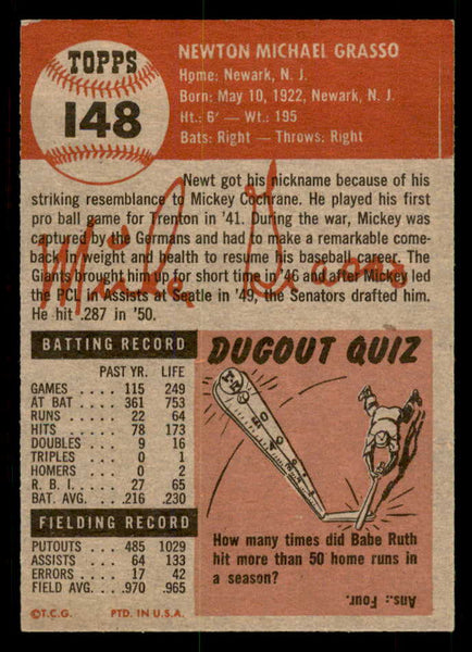 1953 Topps Baseball #148 Mickey Grasso Senators EX-MT 550268