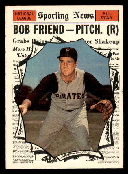 1961 Topps Baseball #585 Bob Friend A.S. Pirates NR-MT 550443
