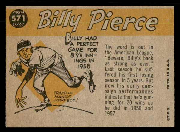 1960 Topps Baseball #571 Billy Pierce A.S. White Sox EX-MT 550475