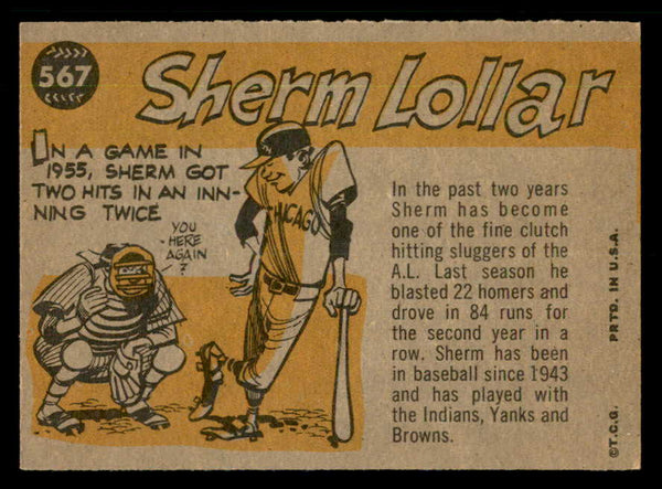 1960 Topps Baseball #567 Sherm Lollar A.S. White Sox EX+/EX-MT 550497