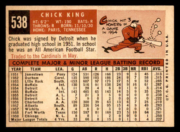 1959 Topps Baseball #538 Chick King Cubs EX-MT 550570