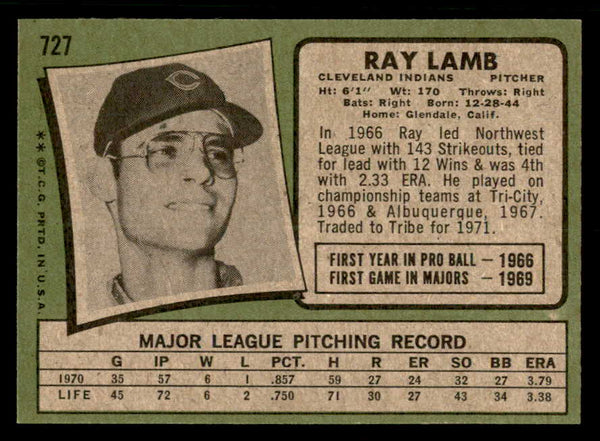 1971 Topps Baseball #727 Ray Lamb Indians EX-MT 550652
