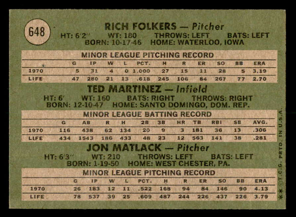 1971 Topps Baseball #648 Jon Matlack Mets EX-MT 550664