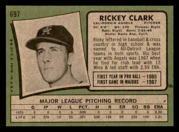 1971 Topps Baseball #697 Rickey Clark Angels NR-MT 550720