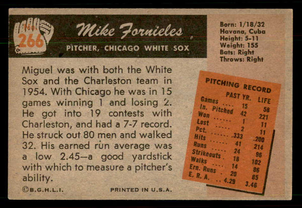 1955 Bowman Baseball #266 Mike Fornieles White Sox EX 550784